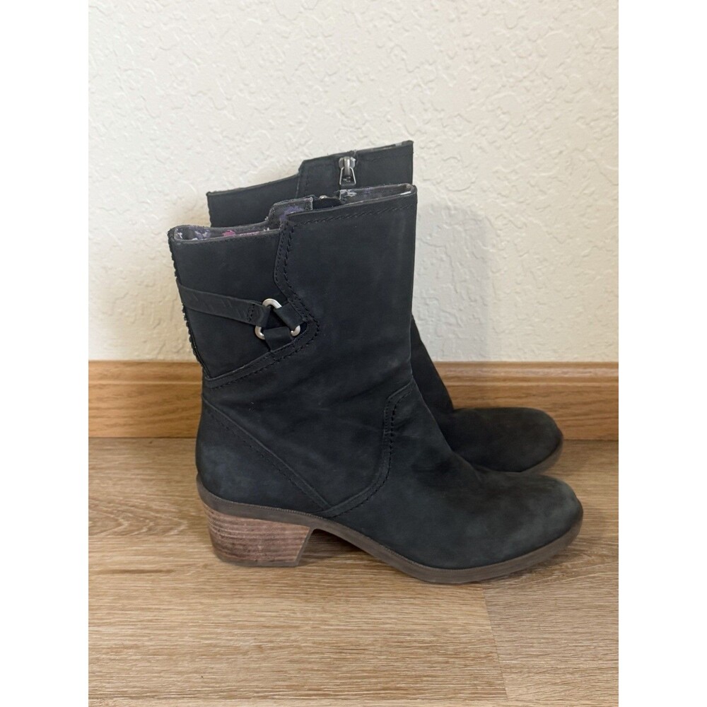Teva Women’s Foxy Mid Boot Black Leather Fall Heeled Boots Women’s Size 8.5